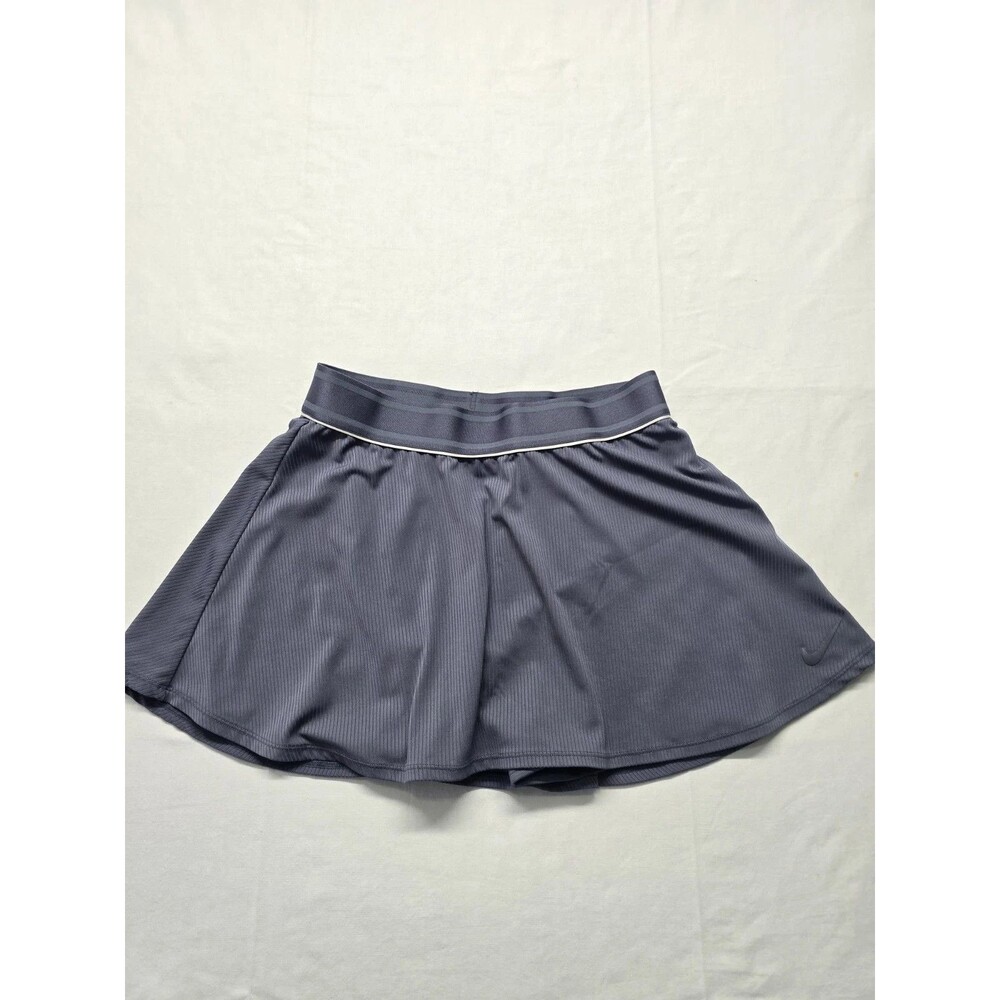 Nike Court Dry Size Medium Ribbed Tennis Skort A-line Dark Gray Elastic Waist Mi